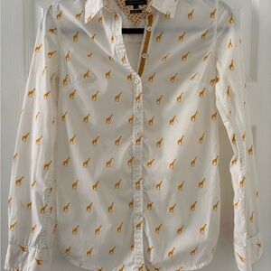 Tommy Hilfiger White and Orange Casual Button Down Giraffe Shirt